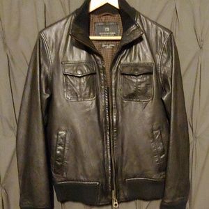 brand newScotch & Soda black leather bomber jacket